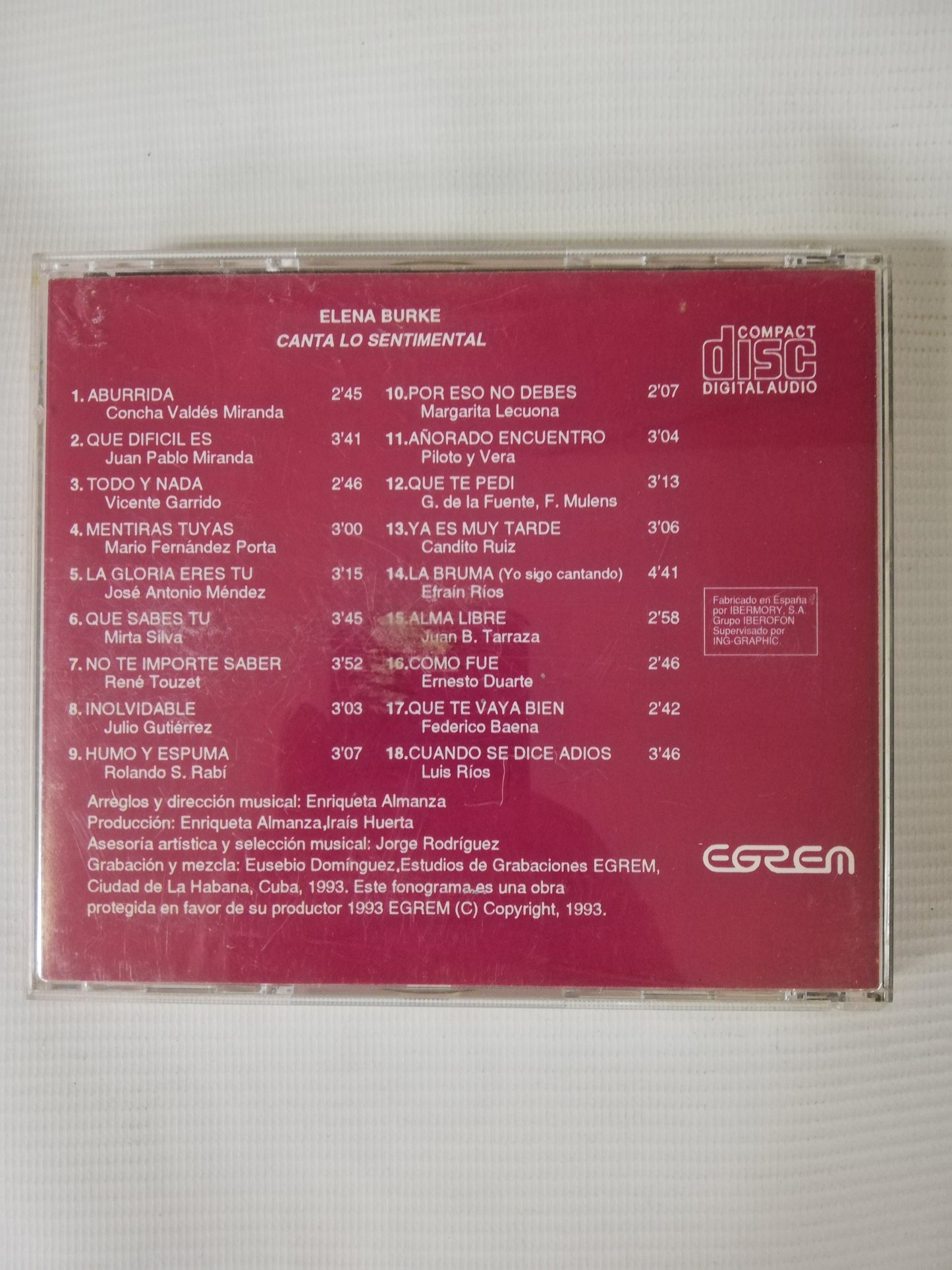 CD ELENA BURKE - CANTA LO SENTIMENTAL