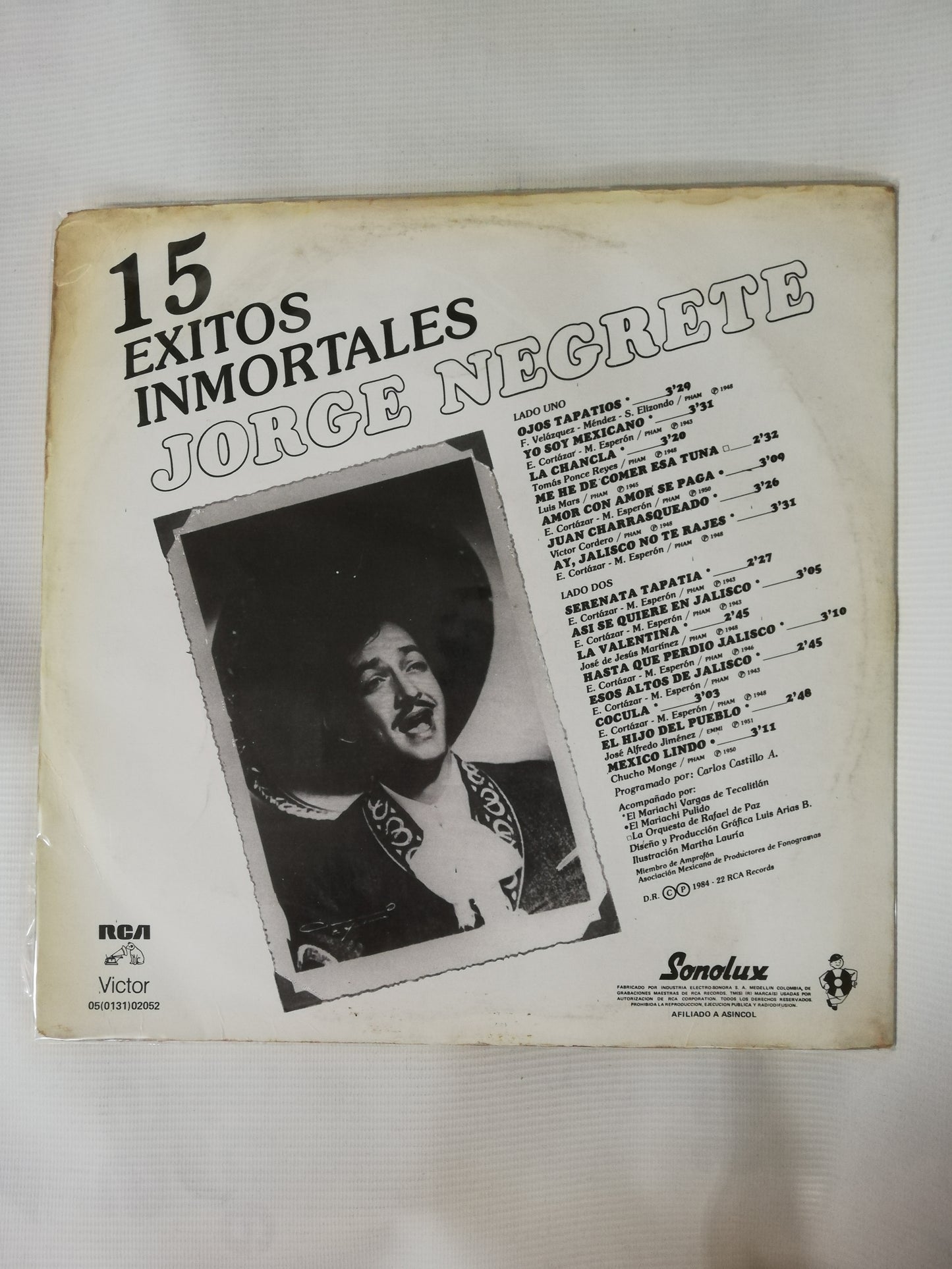 LP JORGE NEGRETE - 15 EXITOS INOLVIDABLES
