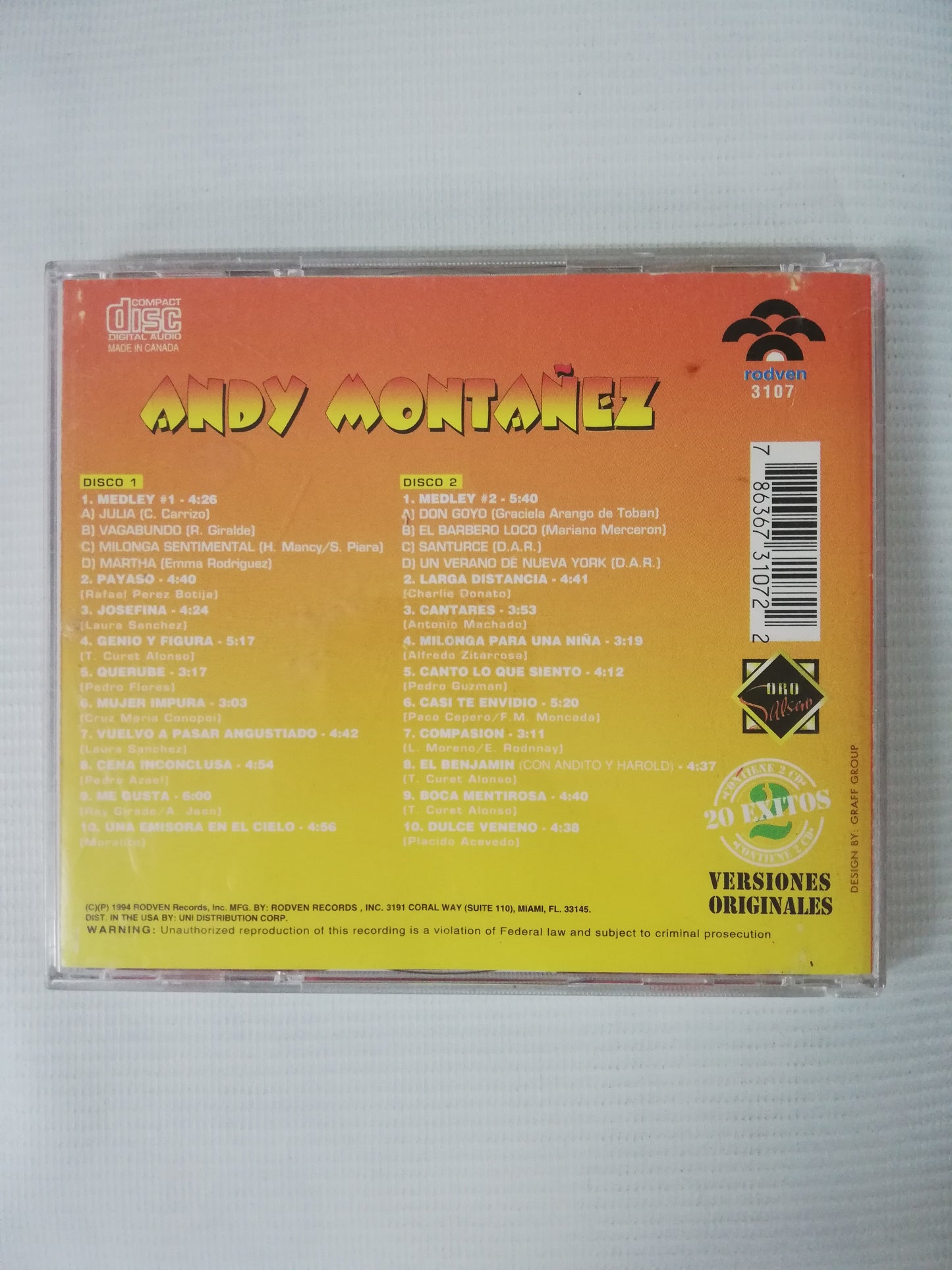 CD ANDY MONTAÑEZ - ORO SALSERO - CD X 2