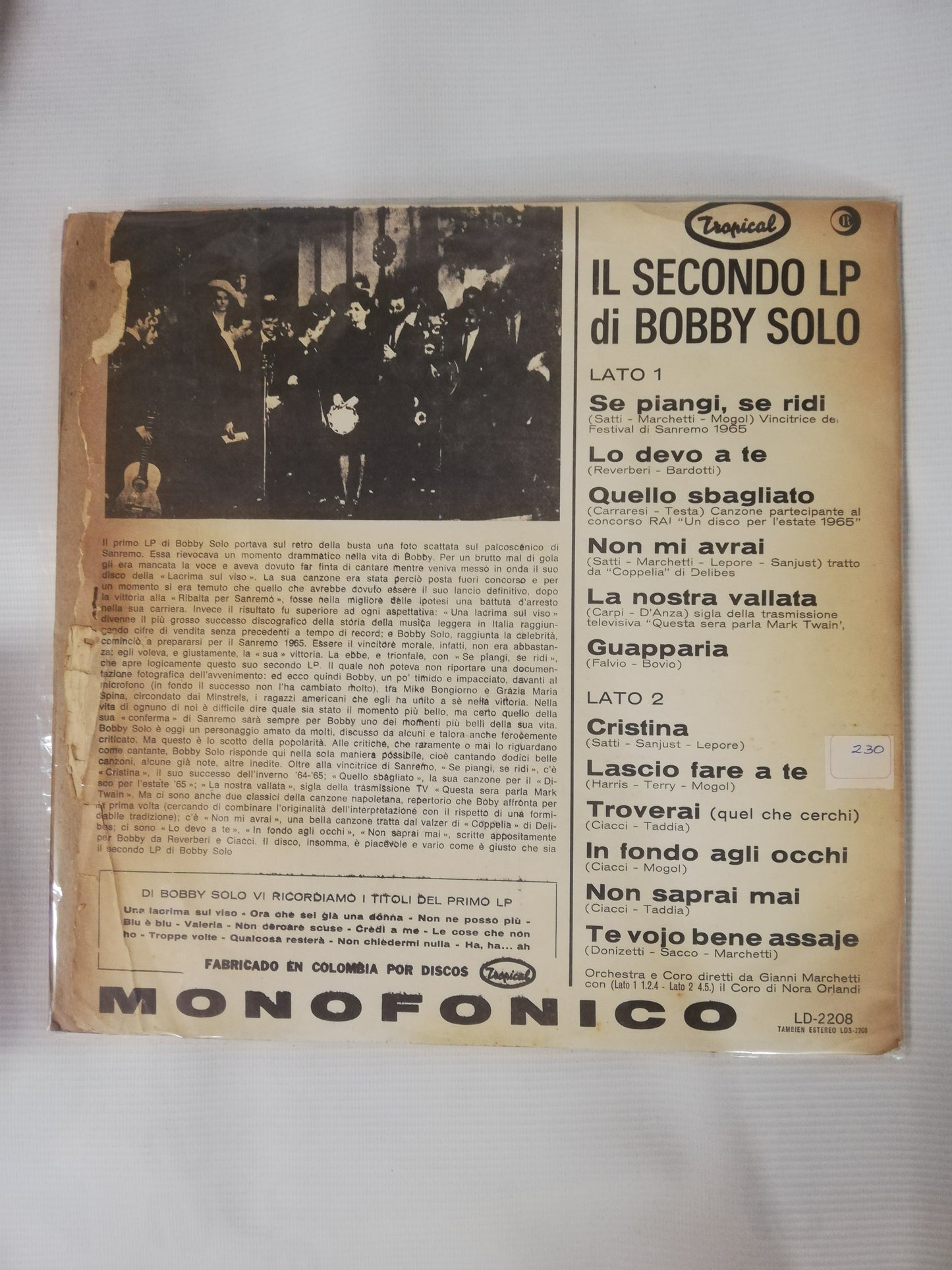 LP BOBBY SOLO - EL SEGUNDO LP