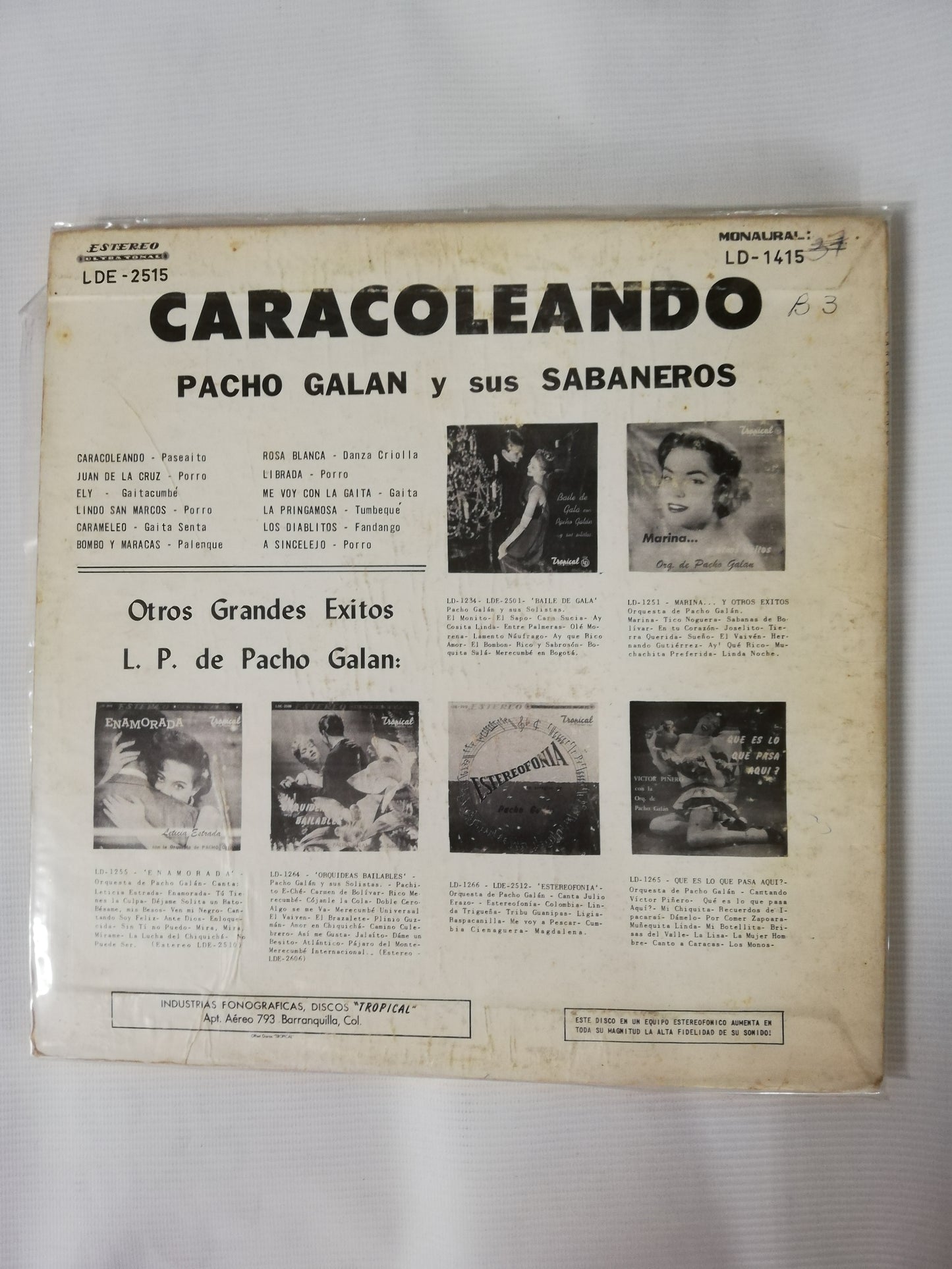 LP PACHO GALÁN Y SUS SABANEROS - CARACOLEANDO