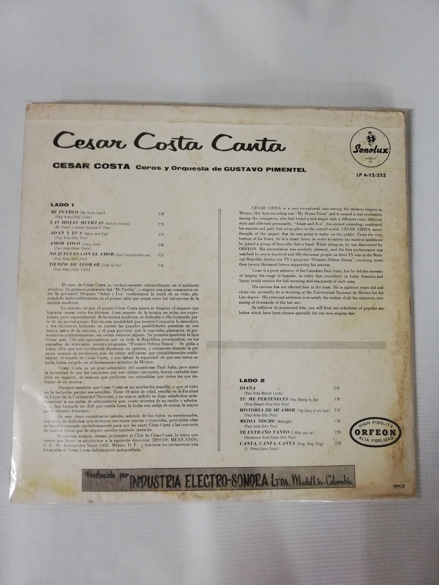 LP CESAR COSTA - CESAR COSTA CANTA