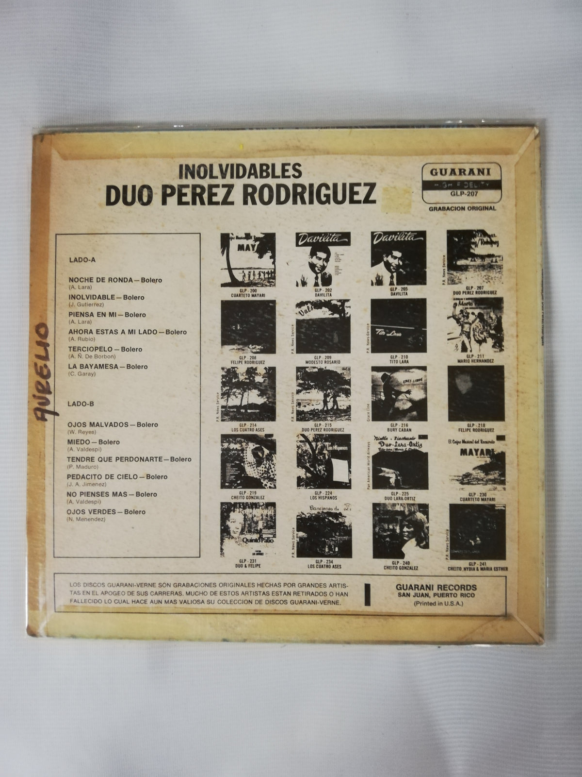 LP DUO PEREZ RODRIGUEZ - INOLVIDABLES DEL DUO PEREZ RODRIGUEZ