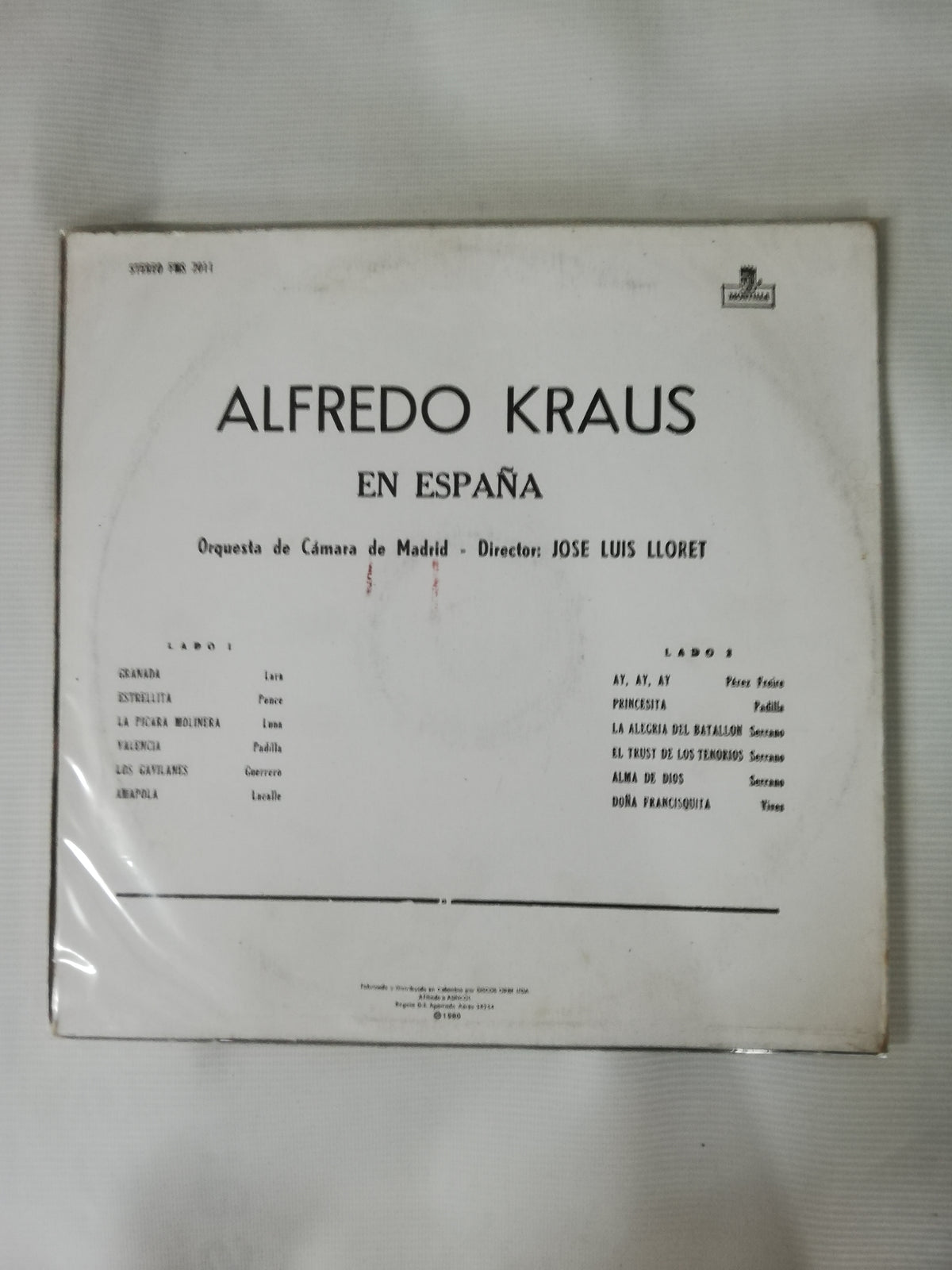 LP ALFREDO KRAUS - ALFREDO KRAUS OF SPAIN