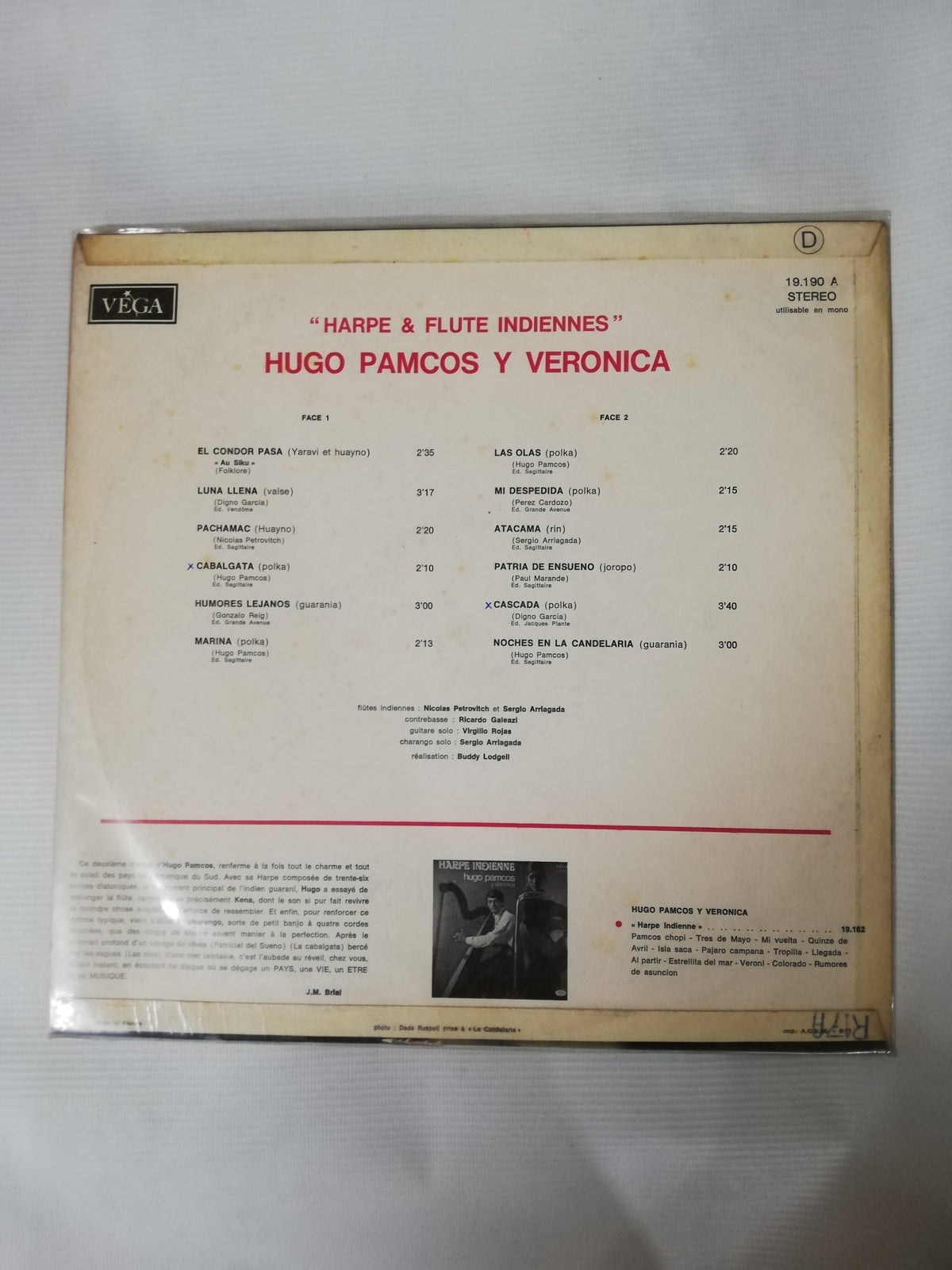LP HUGO PAMCOS Y VERONICA - HARPE ET FLUTE INDIENNES