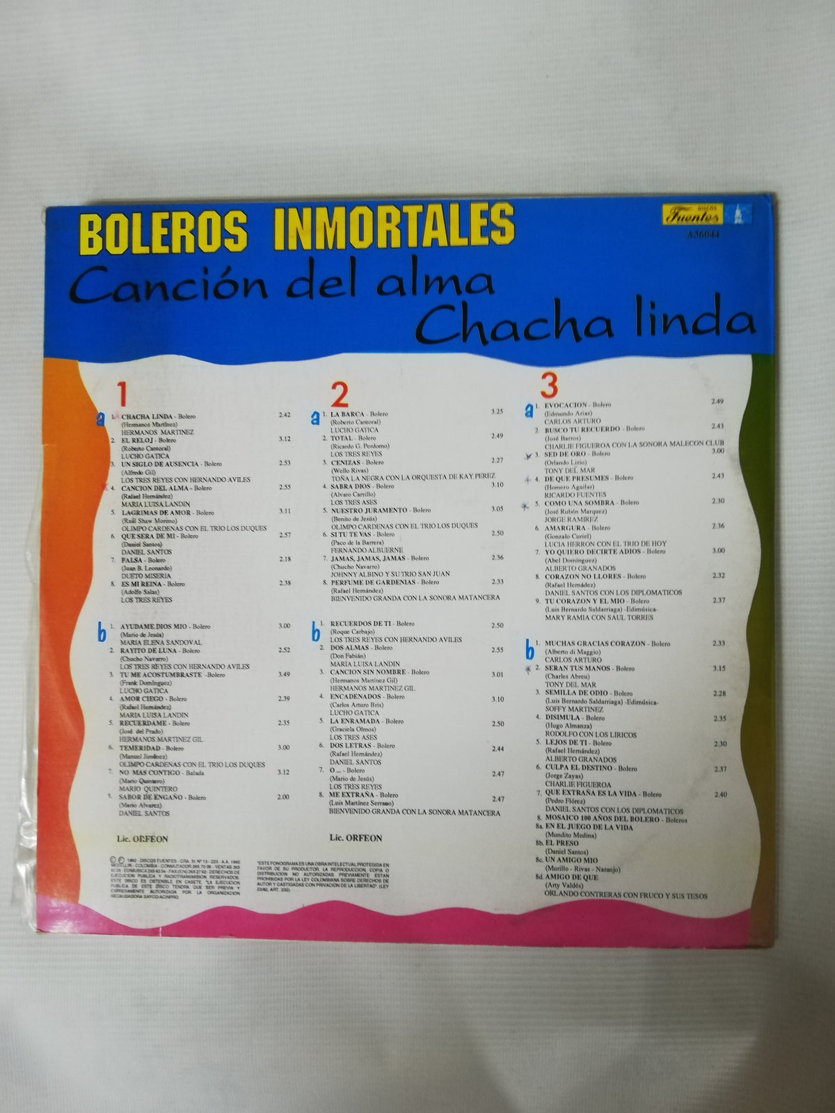 LP BOLEROS INMORTALES - VARIOS INTÉRPRETES - VINYL X 3