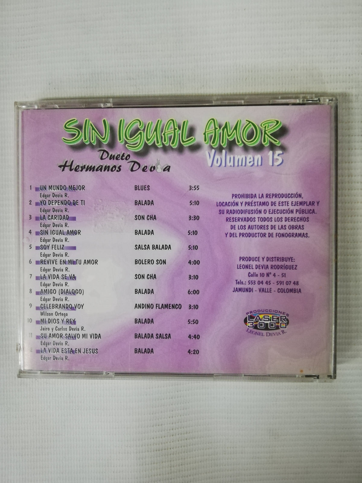 CD DUETO HERMANOS DEVIA - SIN IGUAL AMOR VOL. 15