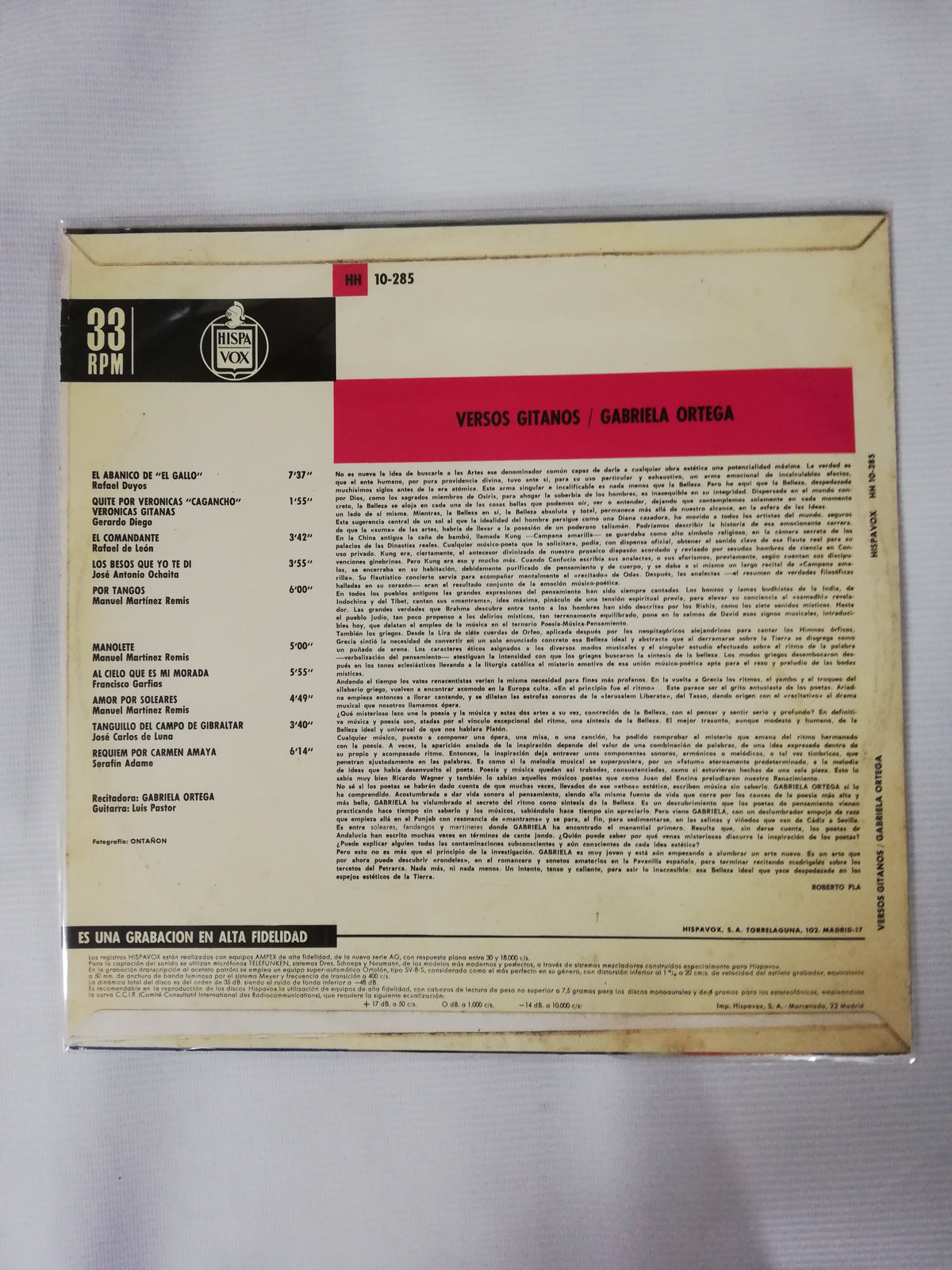 LP GABRIELA ORTEGA - VERSOS GITANOS