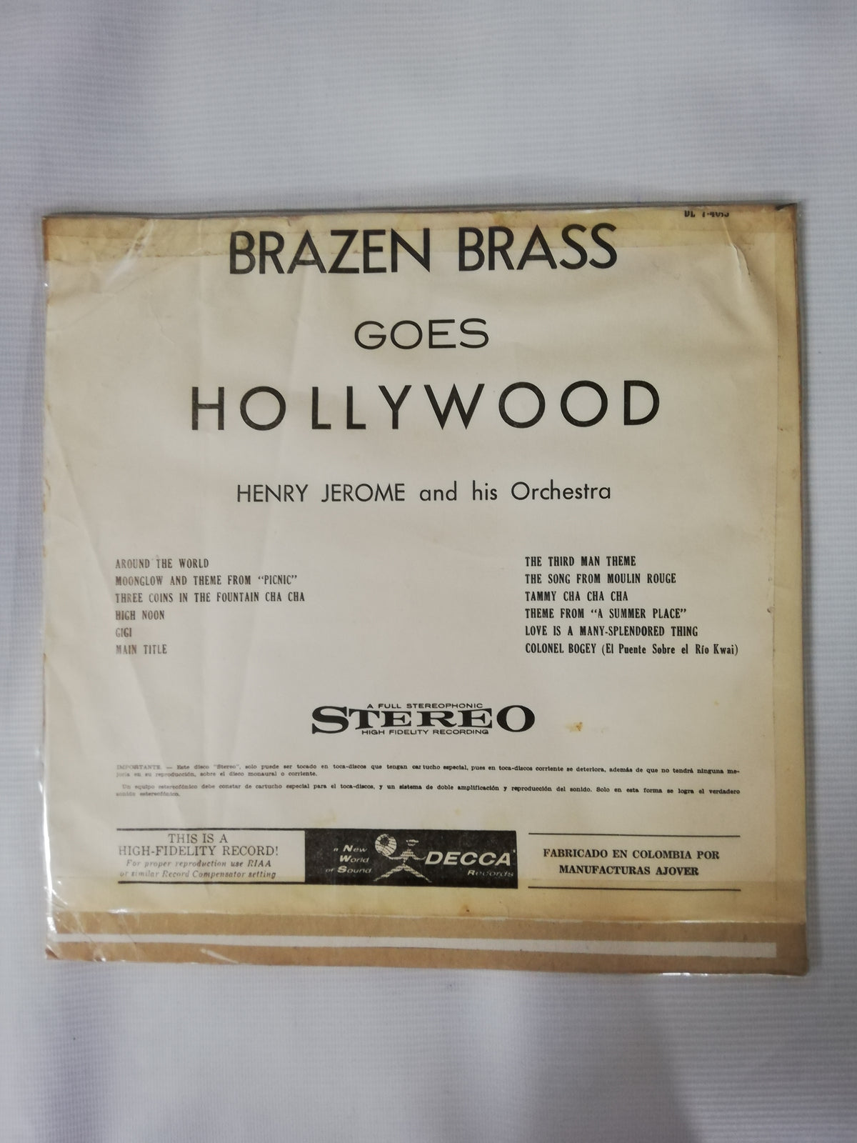 LP HENRY JEROME AND HIS ORCHESTRA - BRAZEN BRASS GOES HOLLYWOOD