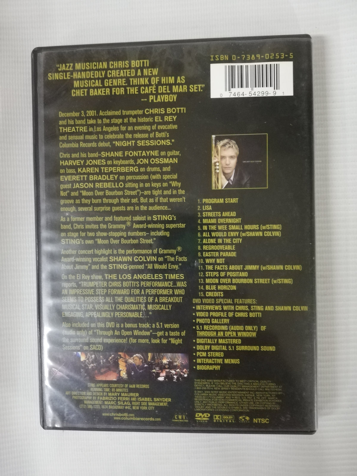 DVD CHRIS BOTTI - NIGHT SESSIONS LIVE IN CONCERT