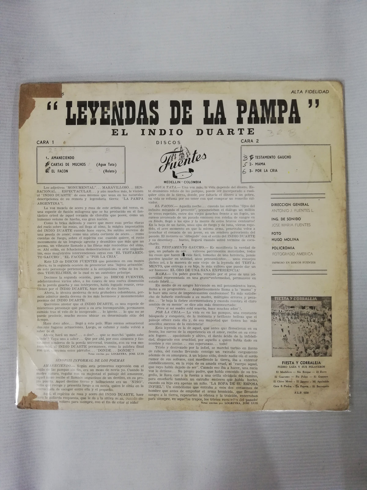 LP EL INDIO DUARTE - LEYENDAS DE LA PAMPA